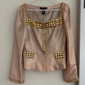 Arden B Gold Studded Metallic Jacket